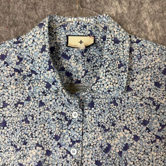 Tuckernuck Blue Hydrangea Floral Hayes Mini Shirt Dress Women Small Pockets - Picture 2 of 11